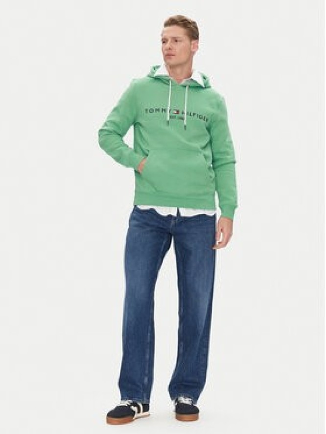 Tommy Hilfiger Bluza Logo MW0MW11599 Zielony Regular Fit