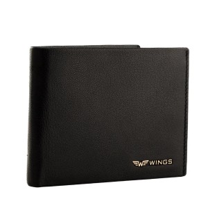 Męski portfel WINGS z naturalnej skóry koziej Black