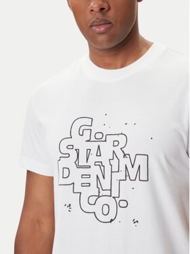 G-Star Raw T-Shirt HD Print D26824-D975 Biały Regular Fit
