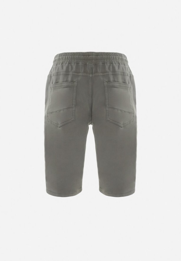 Ciemnozielone Szorty z Gumką w Talii i Podwiniętymi Nogawkami Feven