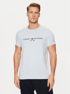 Tommy Hilfiger T-Shirt Tommy Logo MW0MW11797 Błękitny Regular Fit