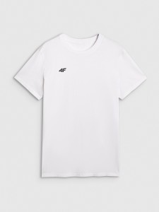 4F T-shirt regular gładki męski - biały M