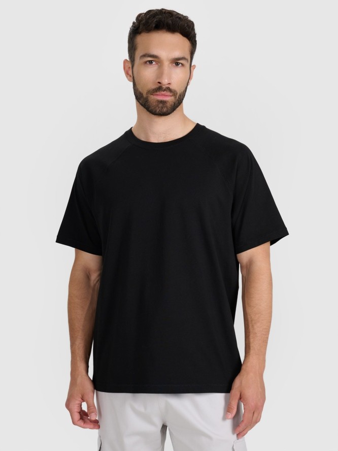 4F T-shirt oversize gładki męski - czarny XXL