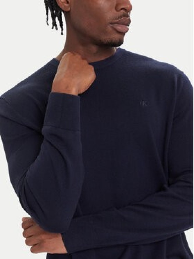 Calvin Klein Sweter LV04LB305G Granatowy Regular Fit