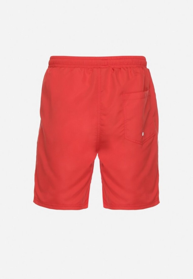 Czerwone Gładkie Szorty Bermudy z Kieszeniami Uliritia