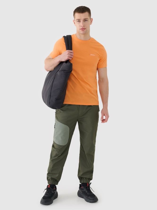 4F T-shirt regular gładki męski - pomarańczowy XL