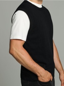 Swetrowa kamizelka z bawełny - czarny