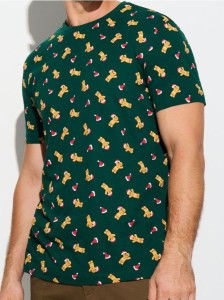 Bawełniana koszulka z motywem świątecznym - zielony