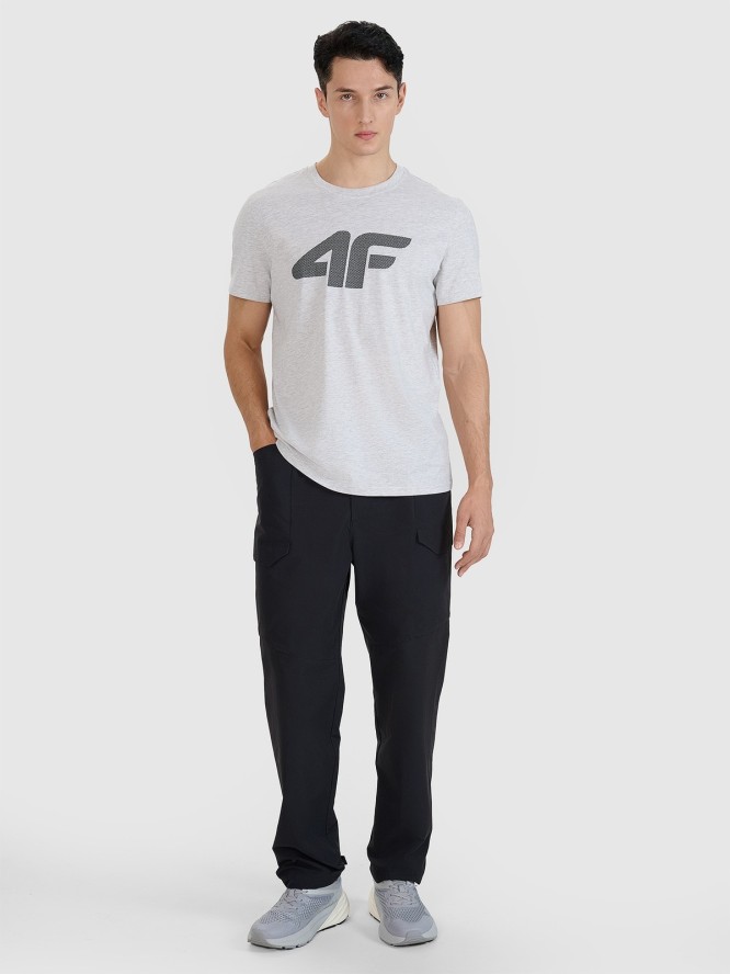 4F T-shirt regular z nadrukiem męski - szary XXL