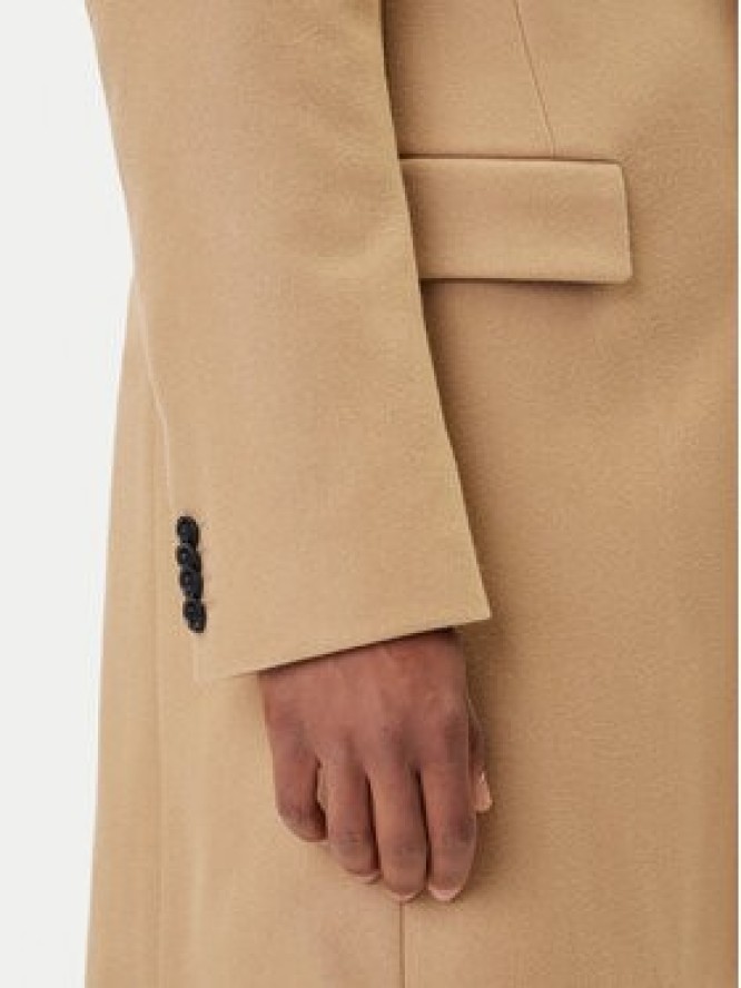 HUGO Płaszcz wełniany Migor2541 50546528 Beżowy Slim Fit