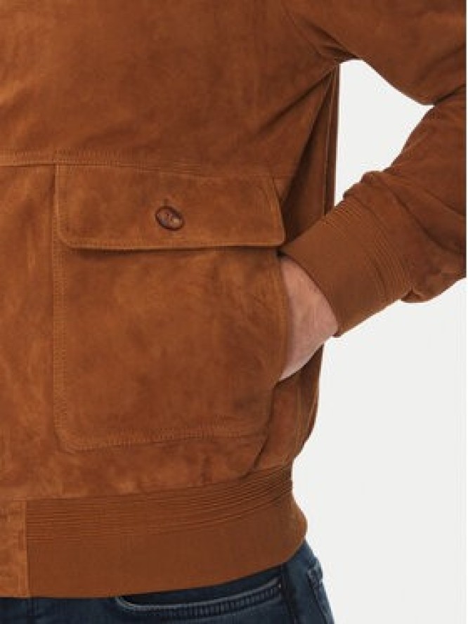 Serge Pariente Kurtka skórzana Starter Vs Brązowy Regular Fit