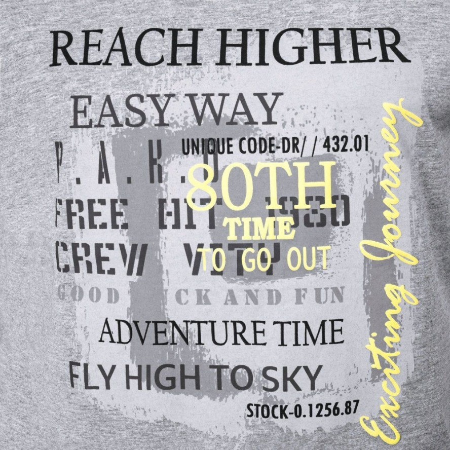 T-Shirt (Koszulka) Męska - Pako Jeans - Popielata z Dużym Nadrukiem