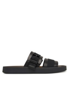 Calvin Klein Klapki Ergon Buckle Sandal Wb Lth Aop HM0HM02096 Czarny