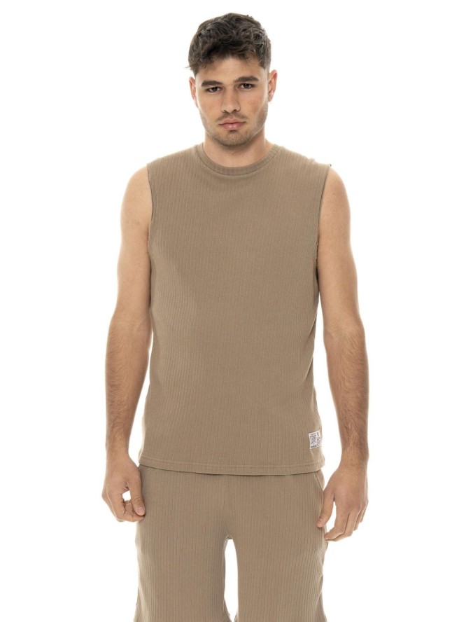 Koszulka męska Leone 1947 Apparel bez rękawów prążkowany materiał