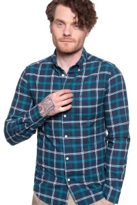 KOSZULA MĘSKA W KRATĘ WRANGLER LS 1PKT BDOWN SHIRT BLUE DEPTHS W5F3BMXJY 112130133