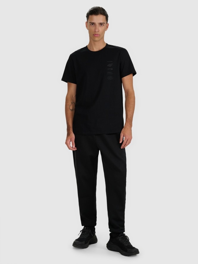 4F T-shirt regular z nadrukiem męski - czarny XXL