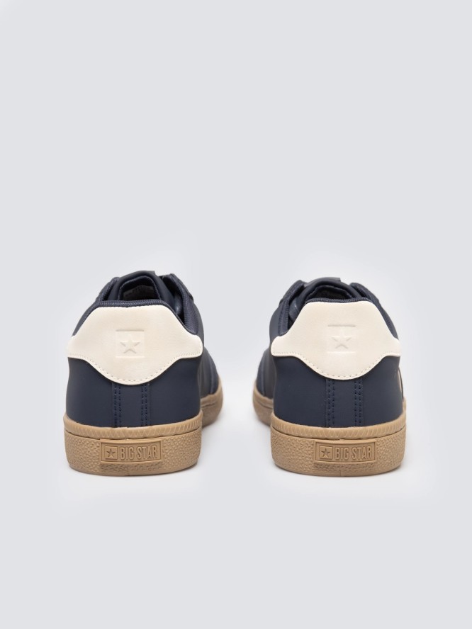 Sneakersy męskie sportowe ze skóry ekologicznej granatowe SS174079 403