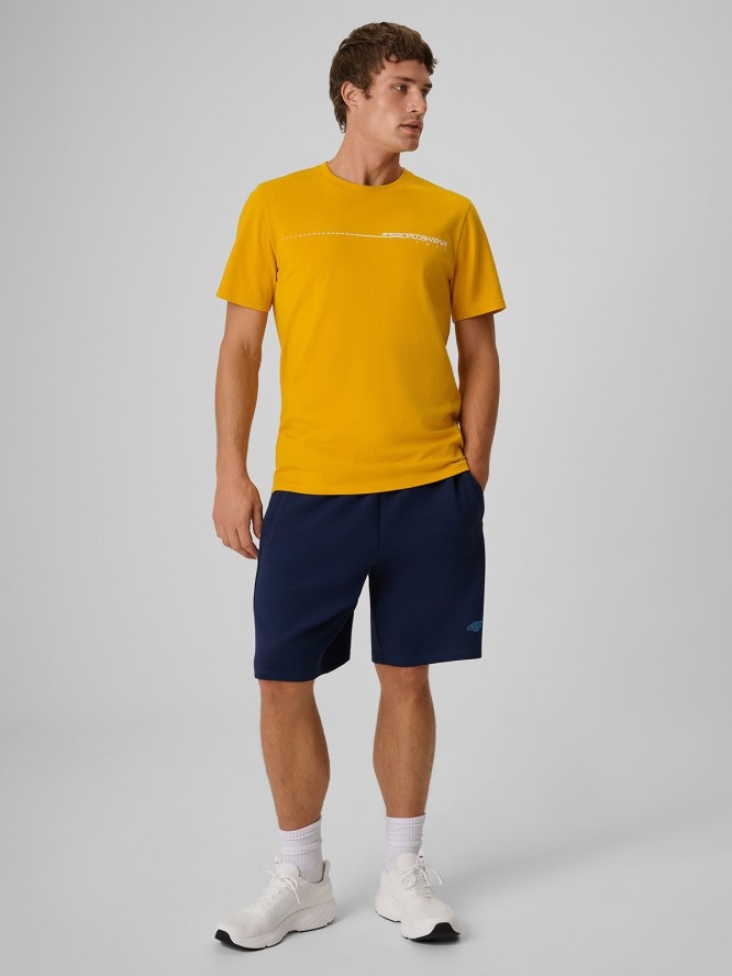4F T-shirt regular z nadrukiem męski - żółty M