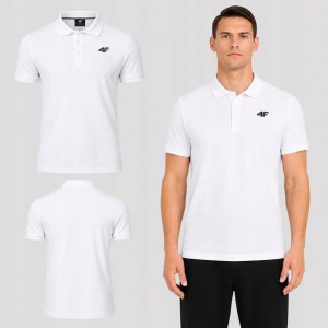 KOSZULKA POLO MĘSKA SPORTOWA 4F BAWEŁNIANA BIAŁA M0771 SS26