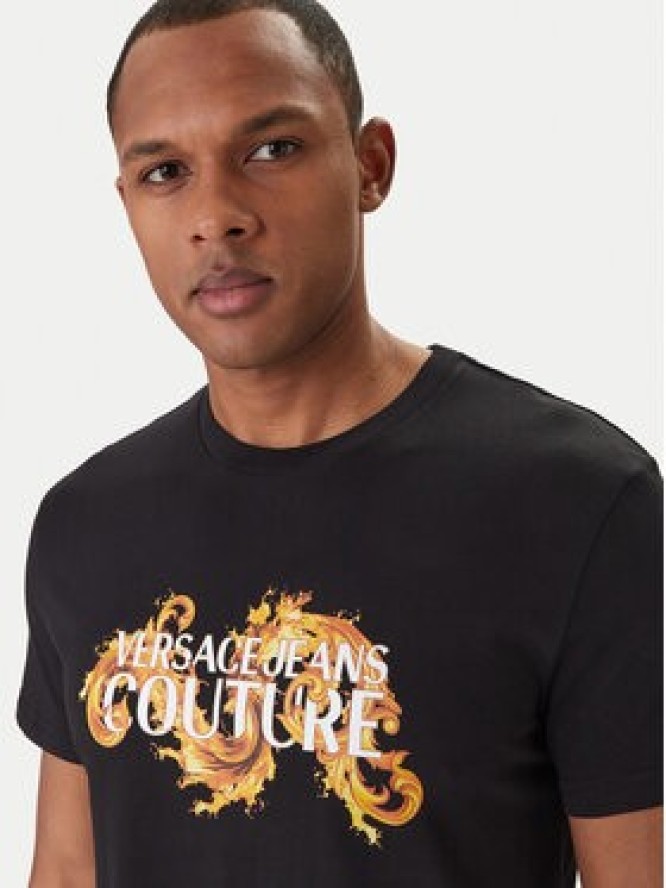 Versace Jeans Couture T-Shirt 80GAHE02 CJ00E Czarny Regular Fit