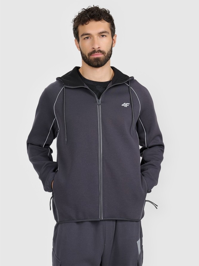 4F Bluza dresowa regular z kapturem męska - szara M