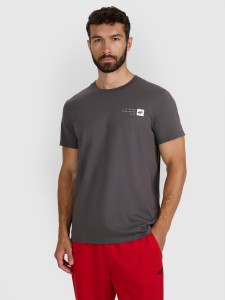 4F T-shirt regular z nadrukiem męski - szary XL