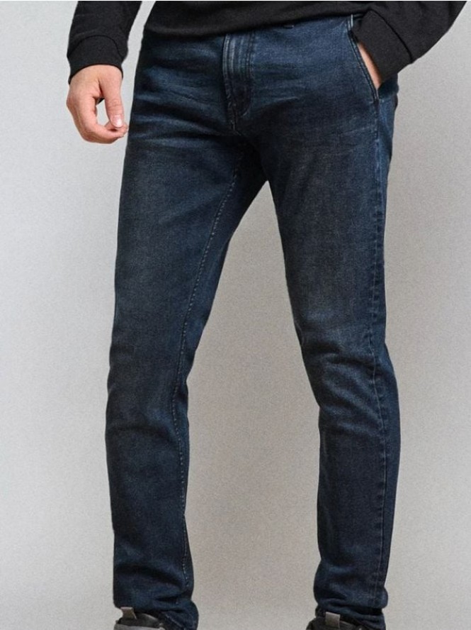 Spodnie jeansowe chino slim fit - niebieski