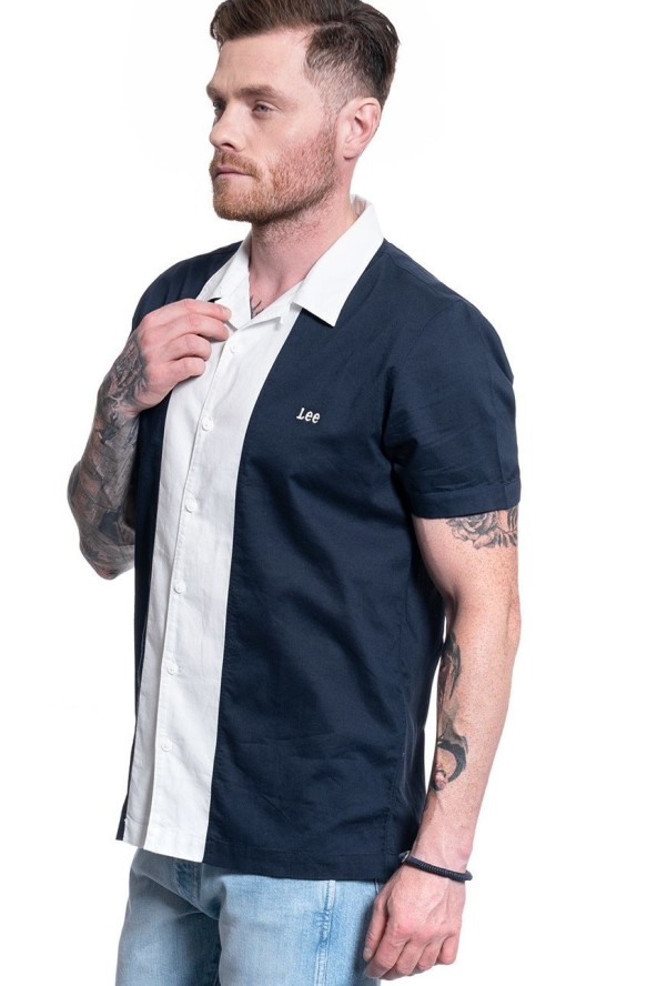 MĘSKA KOSZULA LEE SS BOWLING SHIRT REGULAR FIT SKY CAPTAIN L68BTGHY 112117040