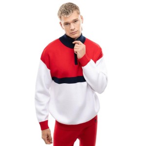 Męski sweter dzianinowy ze stójką Siroko Sapporo red