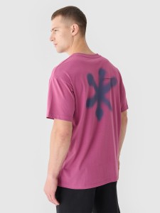 4F T-shirt oversize z nadrukiem męski - czerwony L