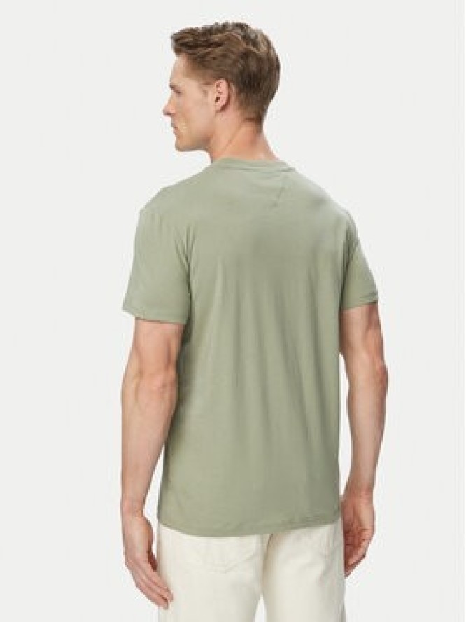 Tommy Jeans T-Shirt Linear Chest DM0DM21780 Zielony jasny Slim Fit