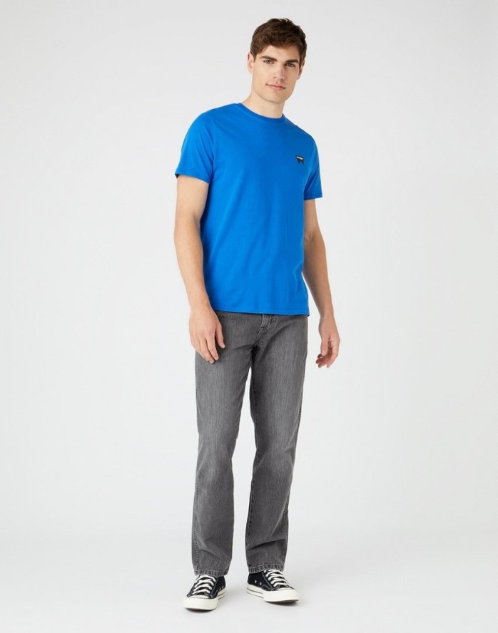 WRANGLER SS SIGN OFF TEE MĘSKI T-SHIRT KOSZULKA LOGO NAUTICAL BLUE W7C07D3V2 112146300