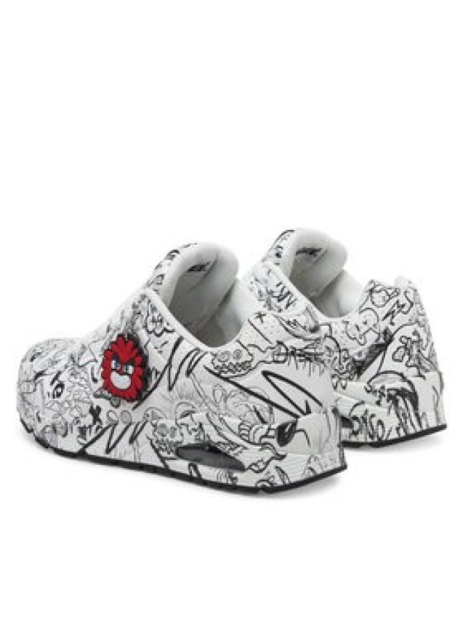 Skechers Sneakersy UNO Printed Lace-Up 183501/WBK Biały
