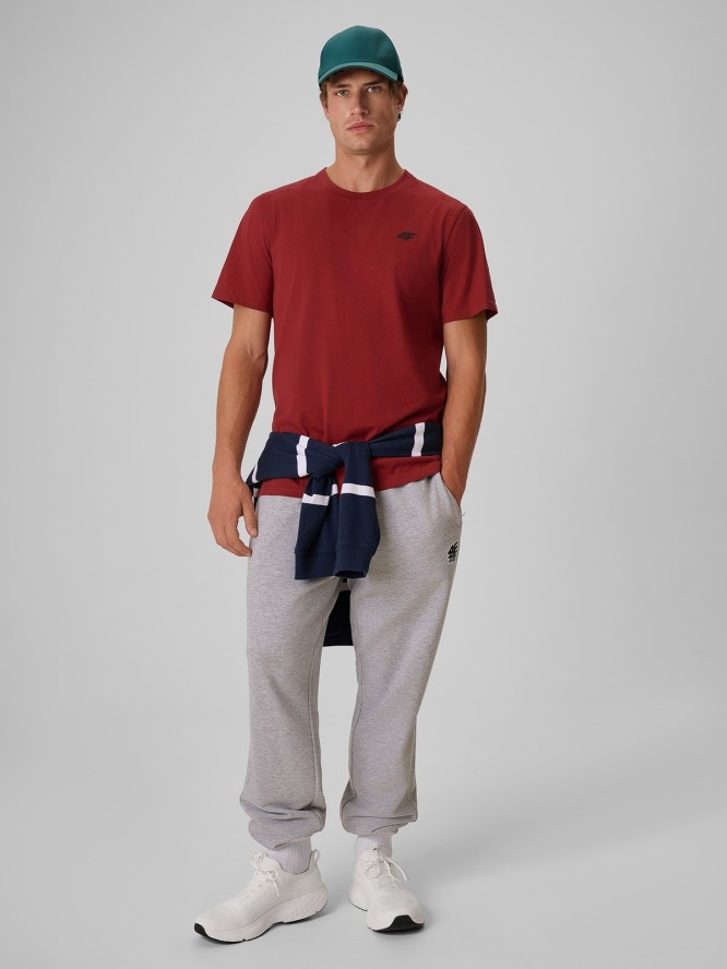 4F T-shirt regular gładki męski - burgundowy L