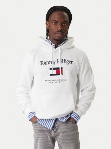 Tommy Hilfiger Bluza Embro Flag MW0MW42735 Biały Regular Fit