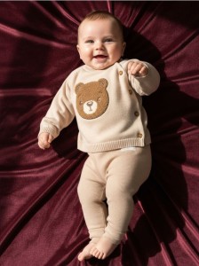 Prążkowane legginsy z naszywką 2 pack - brązowy