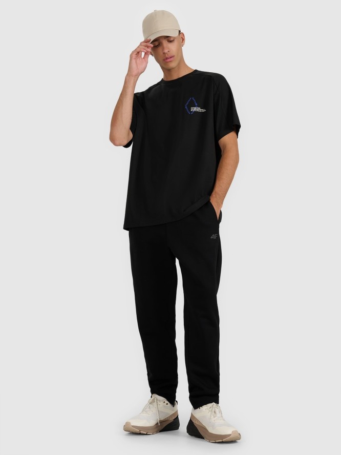 4F T-shirt oversize z nadrukiem męski - czarny S