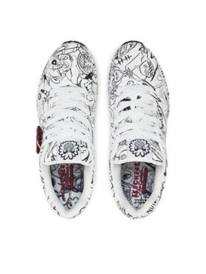 Skechers Sneakersy UNO Printed Lace-Up 183501/WBK Biały