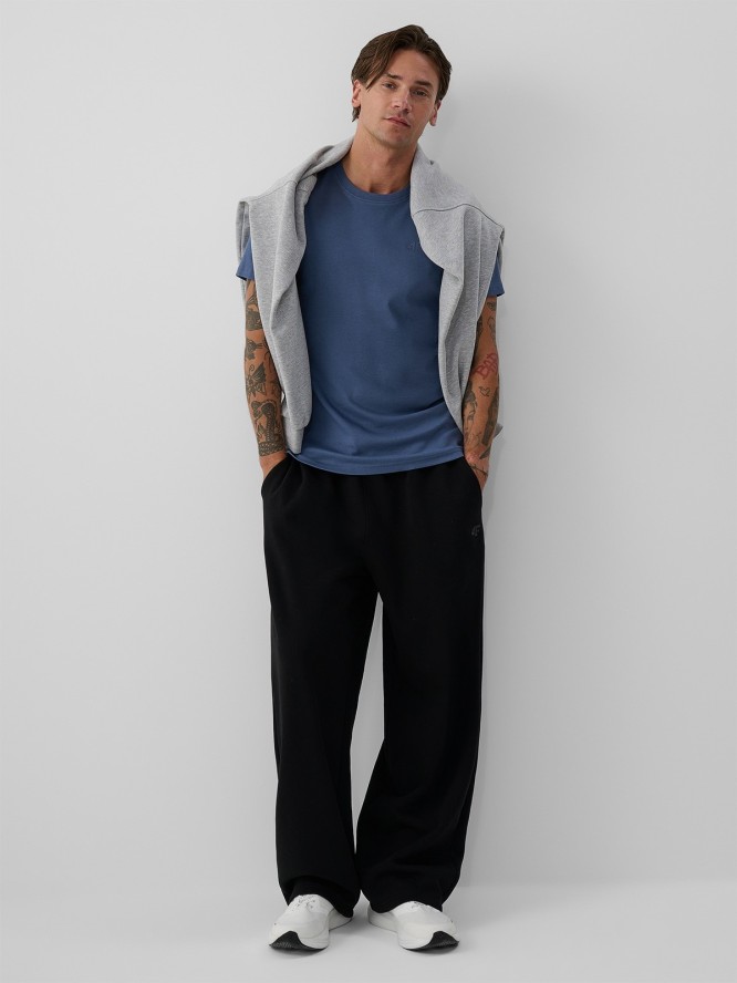 4F T-shirt slim gładki męski - denim XXL