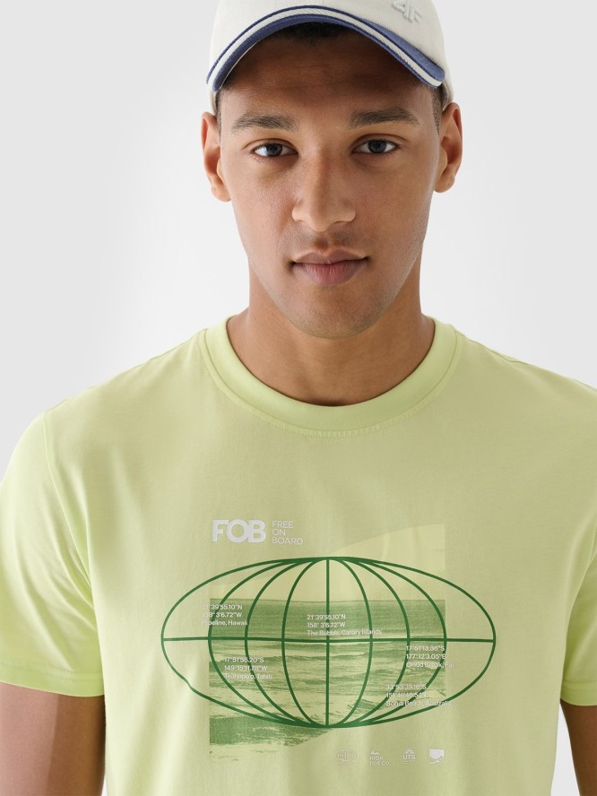 4F T-shirt regular z nadrukiem męski - zielony S