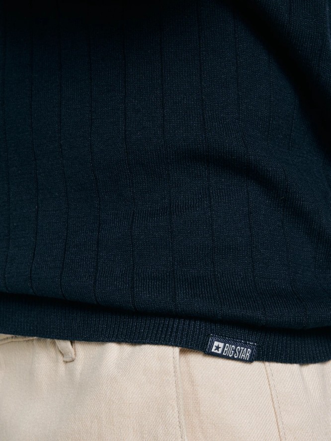 sweter męski polo z krótkim rękawem granatowy matisonis 403