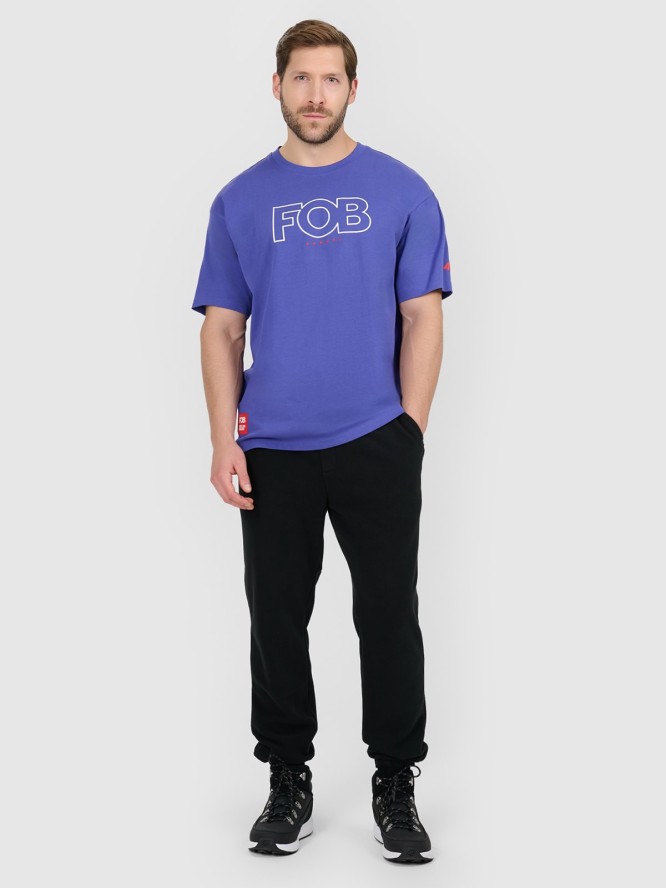 4F T-shirt loose z nadrukiem męski - fioletowy XL