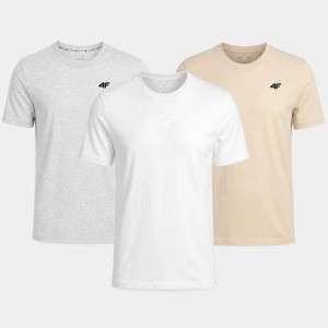 ZESTAW T-SHIRT MĘSKI 4F KOMPLET KOSZULEK 3PAK
