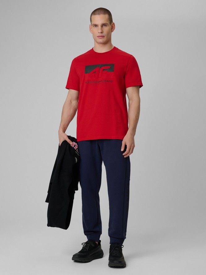 4F T-shirt regular z nadrukiem męski - czerwony 3XL