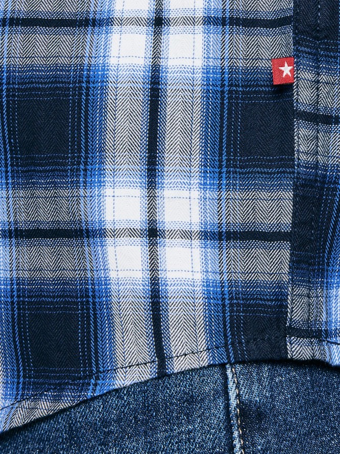 Koszula męska bawełniana w kratę niebieska Koliserson 401