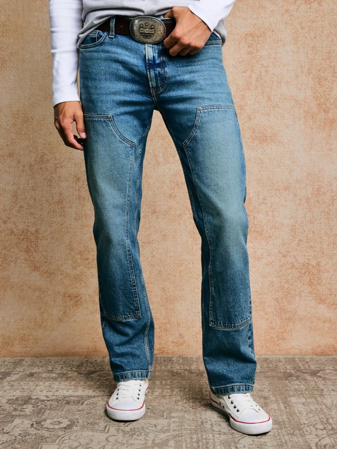 Jeansy męskie z przeszyciami niebieskie Colt Double Knee 406