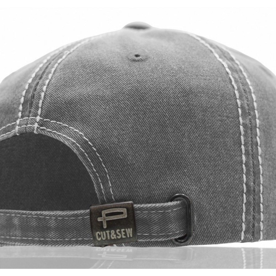 Czapka z Daszkiem, Szara z Przeszyciami, Fastryga, Letnia, 100% BAWEŁNA, Przewiewna -Pako Jeans