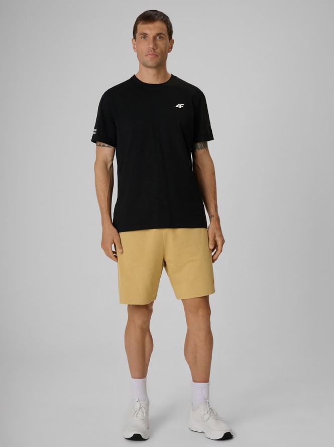 4F T-shirt regular gładki męski - czarny S