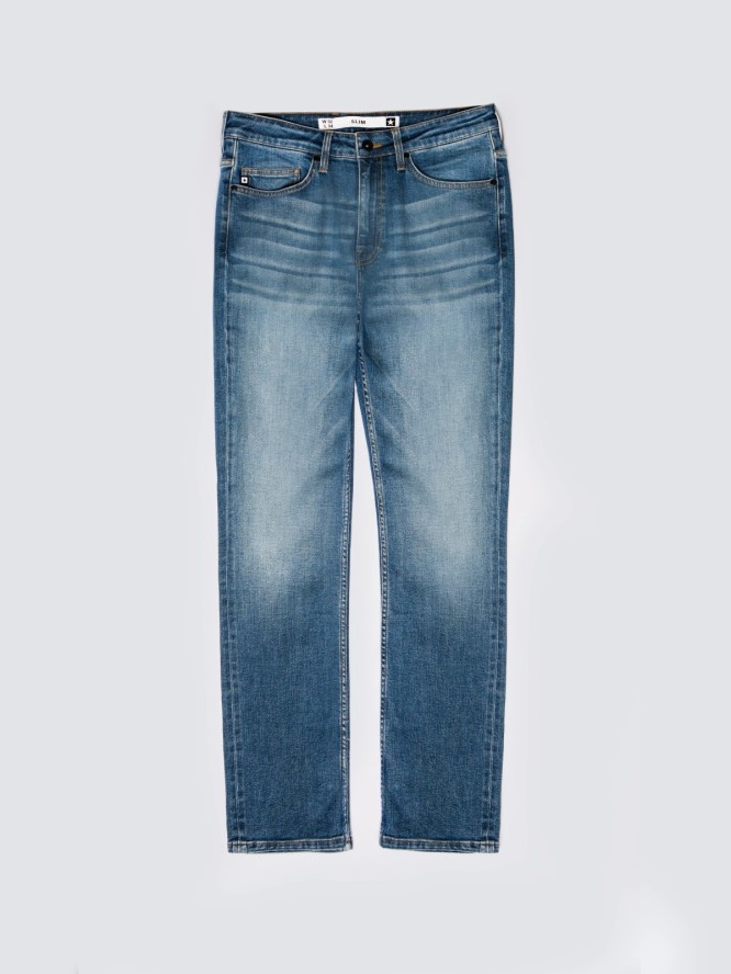 Jeansy męskie dopasowane niebieskie Terry High Waist 329