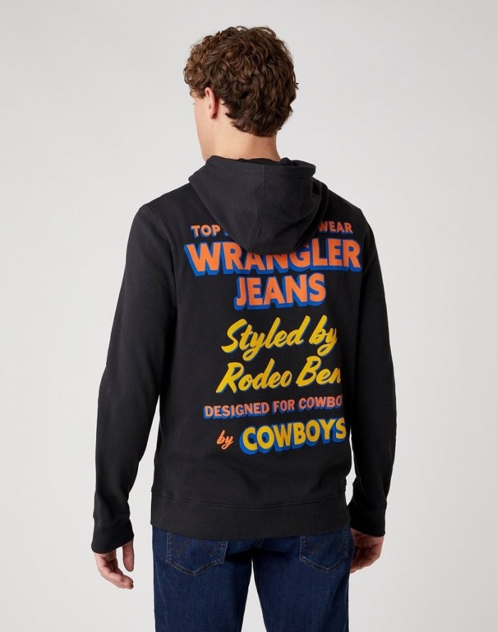 MĘSKA BLUZA WRANGLER HOODIE FADED BLACK W6E6IOXV6 112130731
